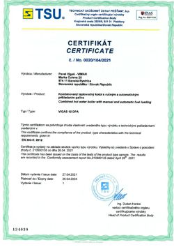 Certifikát EN 303-5 12DPA 