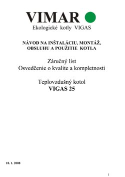 Návod na obsluhu VIGAS 25 TVZ AK 2000
